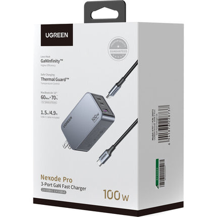 UGREEN Nexode Pro Cargador GaN 3 Puertos USB-C 100W y 30W