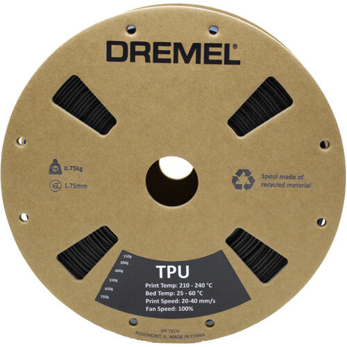 Dremel Filamento TPU 1.75mm 0.75kg Negro para Impresora 3D45