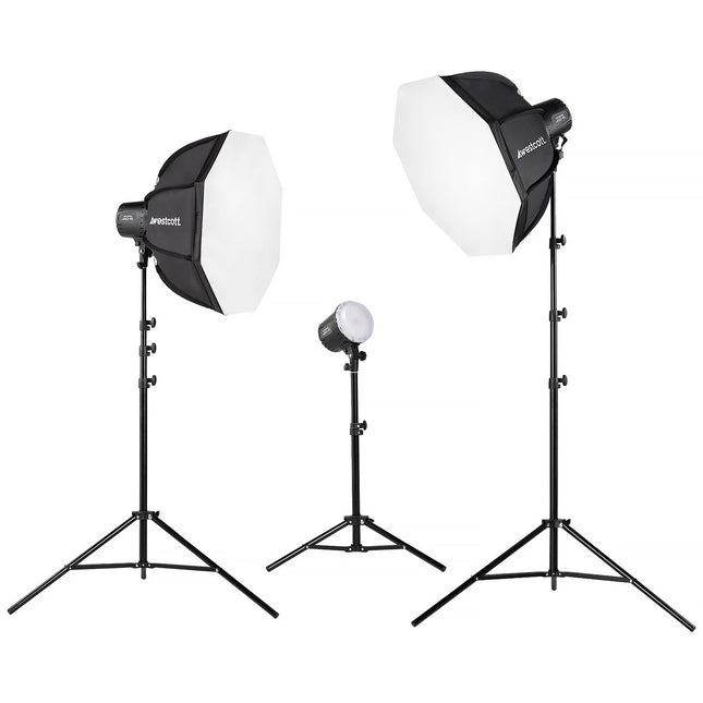 Westcott U60-B Kit de 3 Luces LED Bicolor con Octabox 22" y Control Remoto