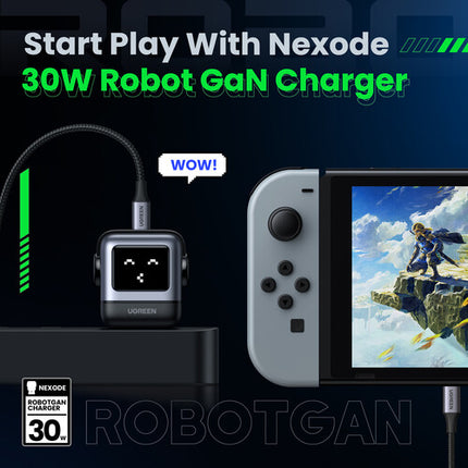 UGREEN Nexode Cargador USB-C PD GaN 30W con Diseño Robot LED