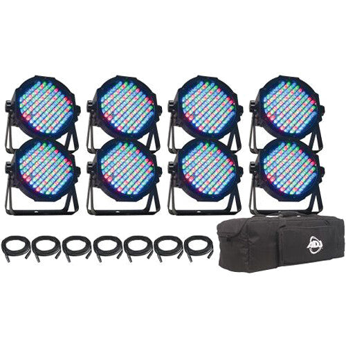 Eliminator Lighting MEGA FLAT PAK8 EP Kit con 8 Mega Par Profile EP LED 30° y 7 cables DMX