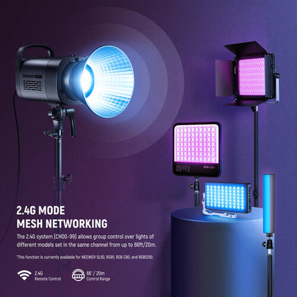Neewer CB100C RGB LED Monolight Luz 27000 Lux 2700-6500K con Reflector y Cable