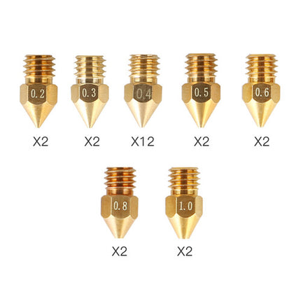 Creality MK8 Kit de Boquillas de Latón 24 Piezas para Filamento 1.75mm