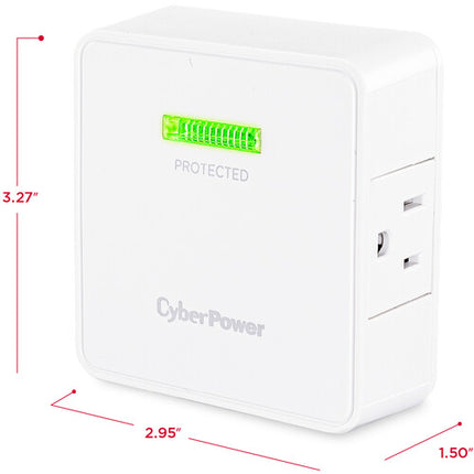 CyberPower HT200W Protector de Sobretensión 2 Salidas 1500 Julios Compacto