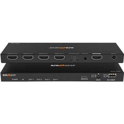 BZBGEAR Divisor HDMI 4 Puertos 4K60Hz 4:4:4 con Salida Audio Digital Analógica