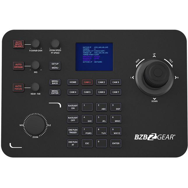 BZBGEAR Controlador PTZ Universal Avanzado IP RS-232 422 con Joystick y Pantalla LCD