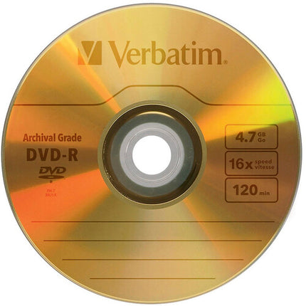 Verbatim DVD-R UltraLife Gold Disco Grabable 4.7GB 16x Pack de 5