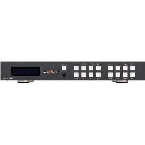 BZBGEAR 6x2 4K Switcher para Sala de Conferencias con HDMI VGA USB-C y Audio 48V Phantom Power