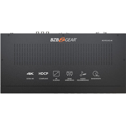 BZBGEAR 6x2 4K Switcher para Sala de Conferencias con HDMI VGA USB-C y Audio 48V Phantom Power