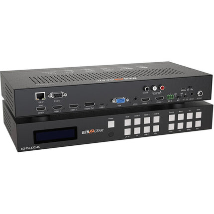BZBGEAR 6x2 4K Switcher para Sala de Conferencias con HDMI VGA USB-C y Audio 48V Phantom Power