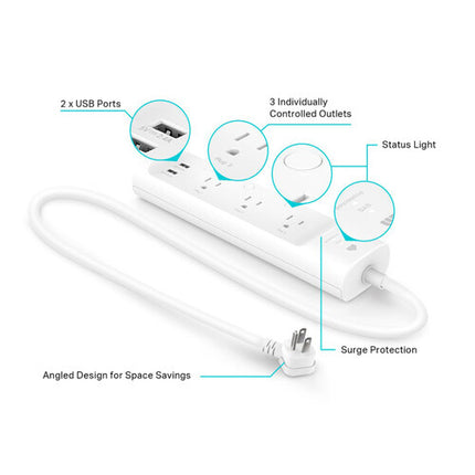 Regleta Inteligente TP-Link KP303 3 Enchufes 2 Puertos USB Wi-Fi