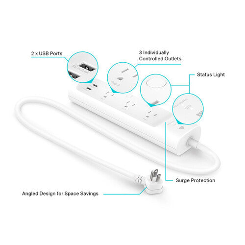 Regleta Inteligente TP-Link KP303 3 Enchufes 2 Puertos USB Wi-Fi