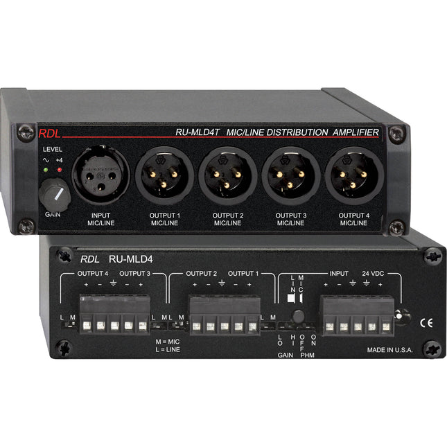 RDL RU-MLD4T Amplificador de Distribución Micrófono Línea 1x4 Salidas Aisladas
