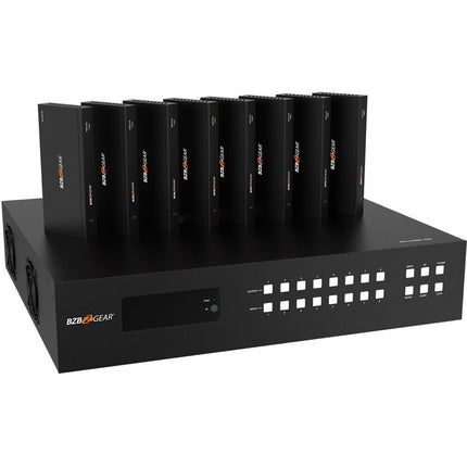 BZBGEAR 8x8 UHD 4K 18 Gb/s Matriz HDMI HDBaseT con IR y 8 Receptores incluidos