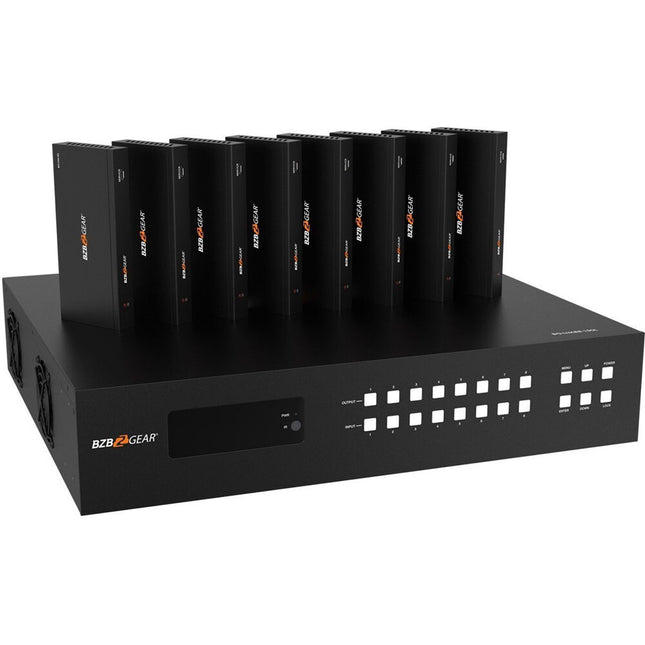 BZBGEAR 8x8 UHD 4K 18 Gb/s Matriz HDMI HDBaseT con IR y 8 Receptores incluidos