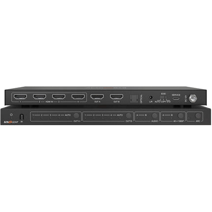 BZBGEAR Switcher Matriz HDMI 4x2 4K60 18 Gb/s con Audio y Escalado 1080p Control Remoto