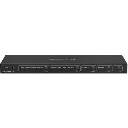 BZBGEAR Switcher Matriz HDMI 4x2 4K60 18 Gb/s con Audio y Escalado 1080p Control Remoto