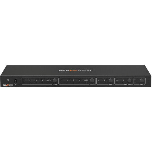 BZBGEAR Switcher Matriz HDMI 4x2 4K60 18 Gb/s con Audio y Escalado 1080p Control Remoto