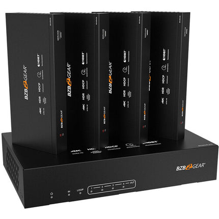 BZBGEAR 1x4 UHD 4K 18 Gb/s Divisor HDMI-over-HDBaseT con 4 Receptores y Extensión 393'