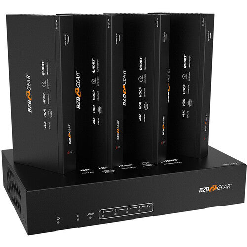 BZBGEAR 1x4 UHD 4K 18 Gb/s Divisor HDMI-over-HDBaseT con 4 Receptores y Extensión 393'