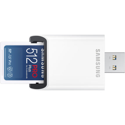 Samsung 512GB PRO Plus Tarjeta de Memoria SDXC UHS-I 180MB/s con Lector USB-A