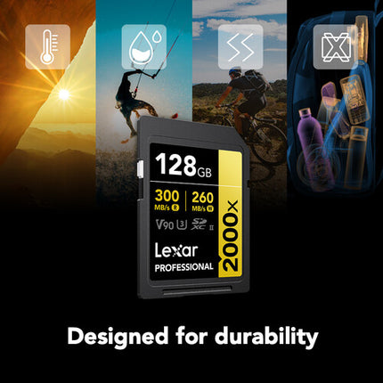Lexar 128GB 2000x UHS-II SDXC Tarjeta de Memoria Doble Pack 300MB/s