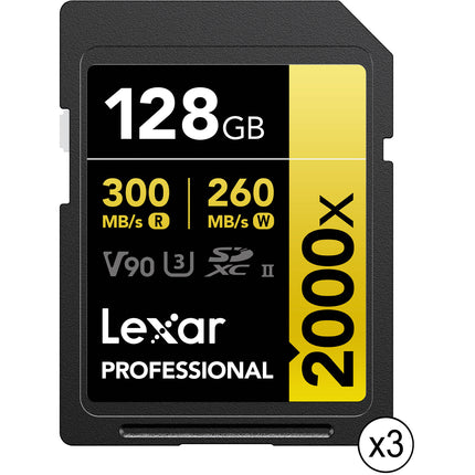 Lexar 128GB Profesional 2000x UHS-II Tarjeta de Memoria SDXC 3-Pack