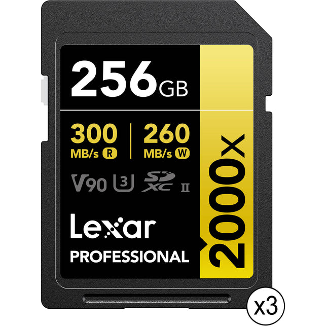 Lexar 256GB Tarjeta de Memoria SDXC UHS-II 300MBs 260MBs 3 Pack