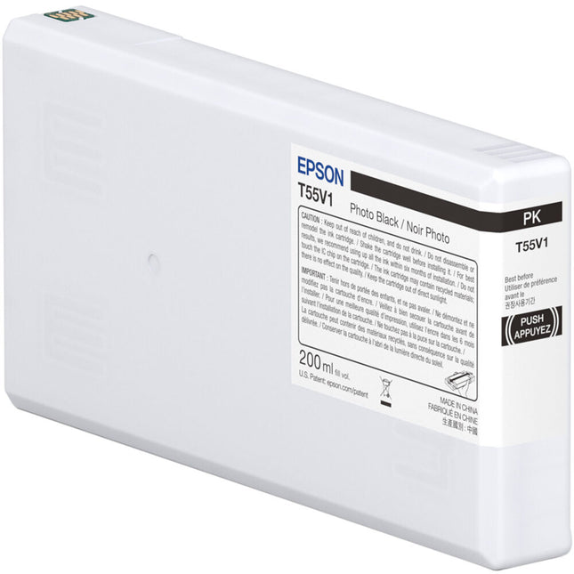 Epson T55V Cartucho de Tinta Negro UltraChrome PRO10 200mL para Impresora Fotográfica SureColor P5370 17"