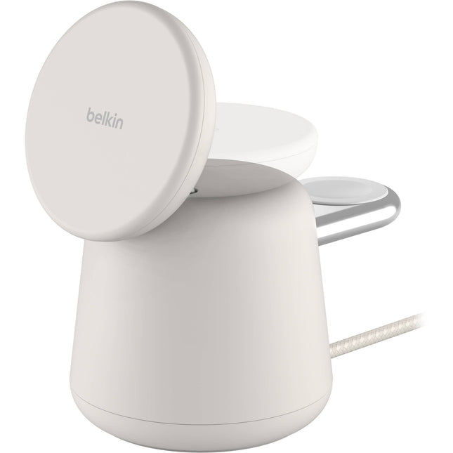 Estación de carga inalámbrica 2 en 1 Belkin BoostCharge Pro 15W MagSafe con base antideslizante y cable USB-C integrado
