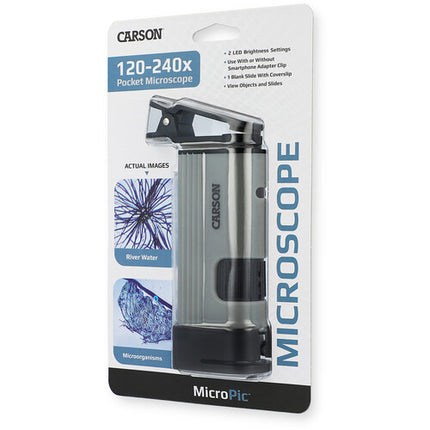 Carson MicroPic Microscopio de Bolsillo LED Aumento 120-240x con Adaptador para Smartphone