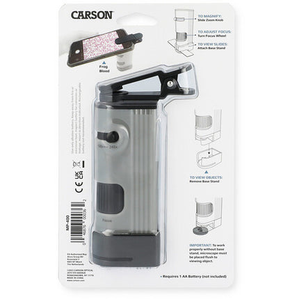 Carson MicroPic Microscopio de Bolsillo LED Aumento 120-240x con Adaptador para Smartphone