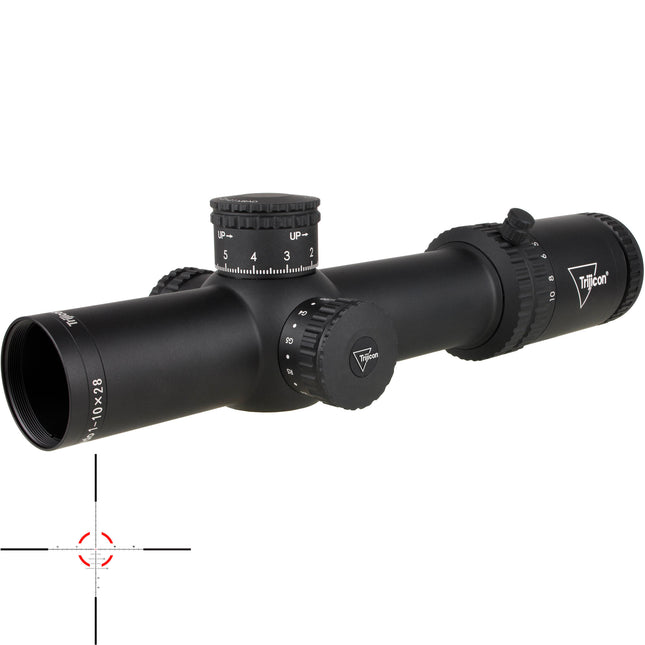 Trijicon 1-10x28 Credo HX Visor para rifle con retícula MOA 34mm y batería CR2032 incluida