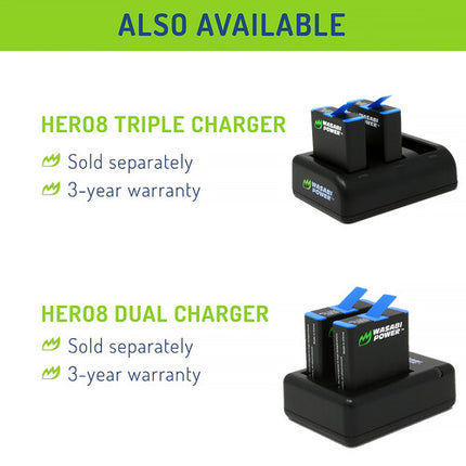 Batería de Litio Wasabi Power 1220mAh para GoPro HERO8 7 6 5 y 2018