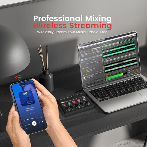 Pyle Pro PMAX4 Mezclador de Línea Compacto 4 Canales Bluetooth USB-C