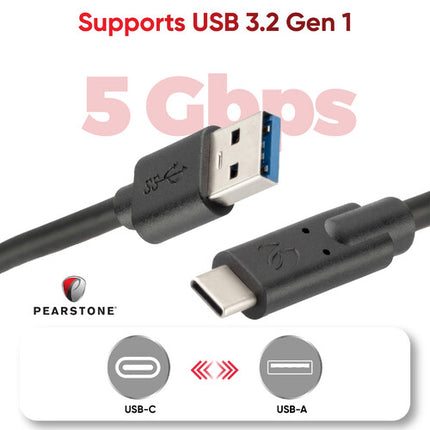 Pearstone Cable USB Tipo C a Tipo A 16.4 pies 5 Gb/s 15W carga