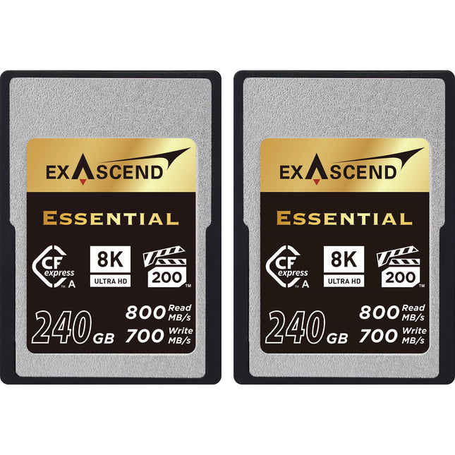 Exascend 240GB Essential Series Tarjeta de Memoria CFexpress Tipo A 800 MBs Lectura 700 MBs Escritura 2-Pack