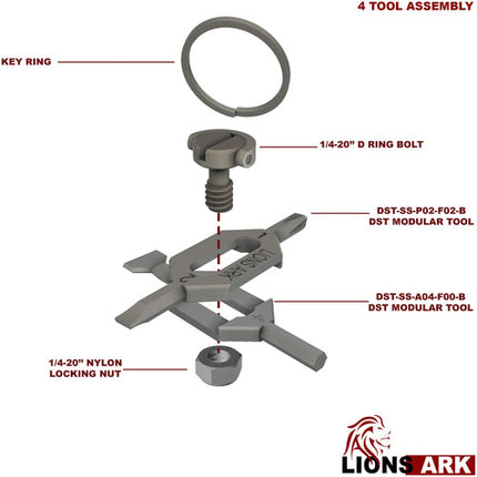 Lions Ark DST Herramienta Multiusos Modular Negra Acero Inoxidable