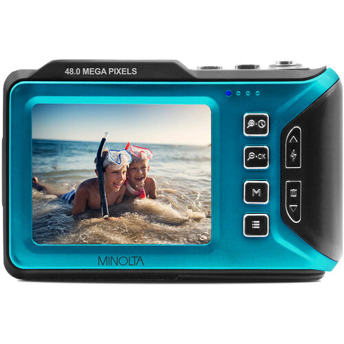 Minolta MN60WP Cámara Digital Dual Pantalla 48MP 4K Resistente Agua 16ft Azul