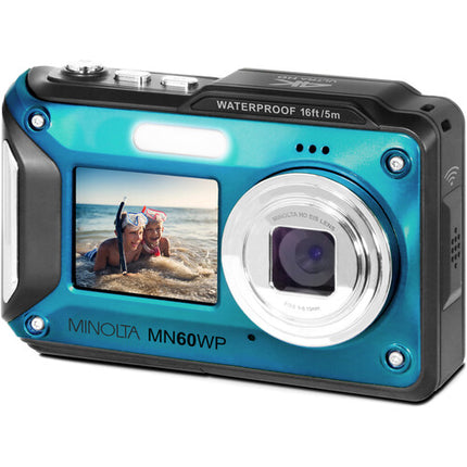 Minolta MN60WP Cámara Digital Dual Pantalla 48MP 4K Resistente Agua 16ft Azul