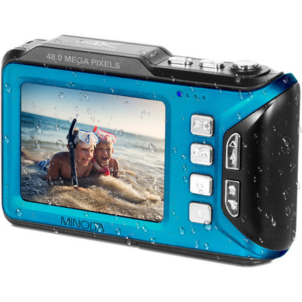 Minolta MN60WP Cámara Digital Dual Pantalla 48MP 4K Resistente Agua 16ft Azul