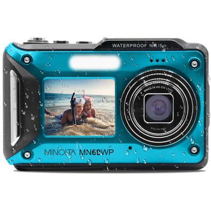 Minolta MN60WP Cámara Digital Dual Pantalla 48MP 4K Resistente Agua 16ft Azul