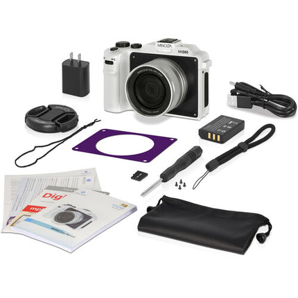 Minolta MND65 Cámara Digital Selfie 56MP Zoom Óptico 18x 3" LCD Blanca
