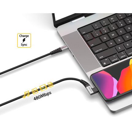 EZQuest DuraGuard Cable USB-C 2.0 3.9 pies 100W 480Mb/s Nylon trenzado