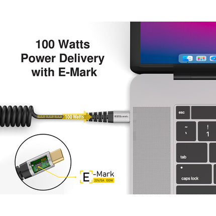 EZQuest DuraGuard Cable USB-C 2.0 Masculino 4.9 pies 100W 480Mb/s