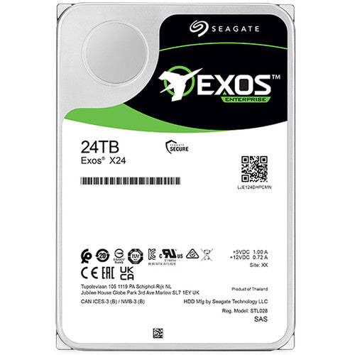 Seagate 24TB Exos X24 Disco Duro Interno 3.5 SATA III 7200 rpm 512MB Cache