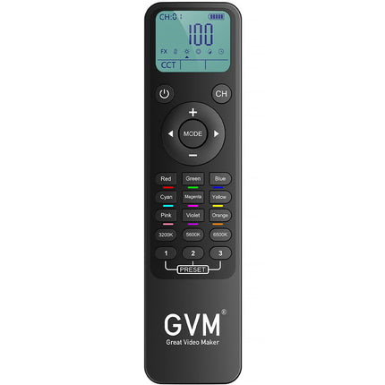 Control Remoto Multifuncional GVM para Paneles de Luz Alcance 100 m Pantalla y 12 Canales