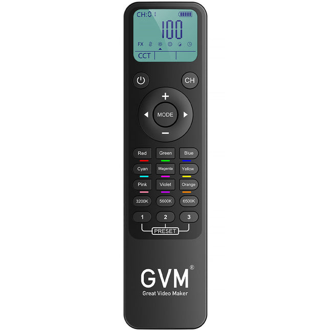 Control Remoto Multifuncional GVM para Paneles de Luz Alcance 100 m Pantalla y 12 Canales