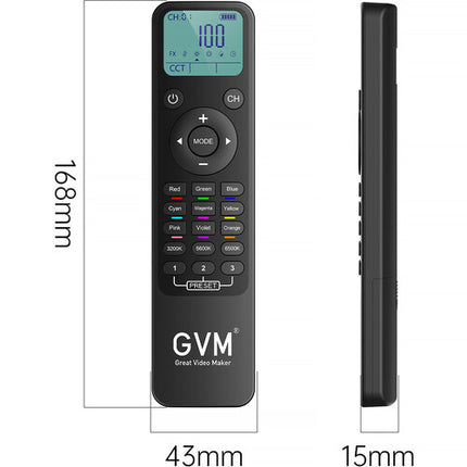Control Remoto Multifuncional GVM para Paneles de Luz Alcance 100 m Pantalla y 12 Canales