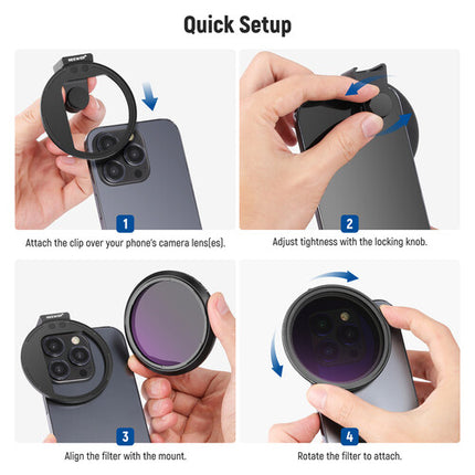 Neewer ND2-32 Kit Filtros Magnéticos para Lentes de Teléfono 67mm 1 a 5 pasos con Clip y Estuche